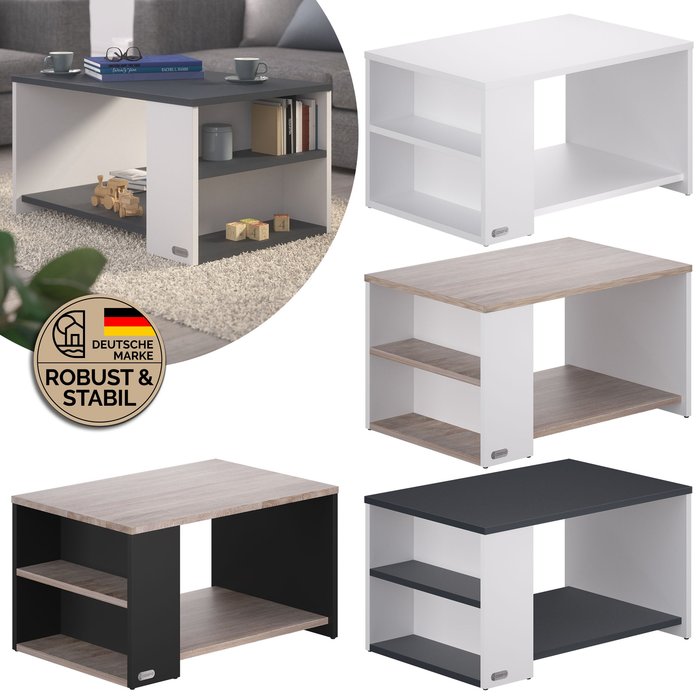 Mesa de centro santa cruz blanco/roble 90x60x50cm