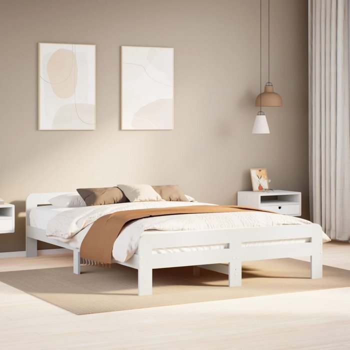 Estructura de cama sin colchón madera de pino blanca 150x200 cm vidaxl