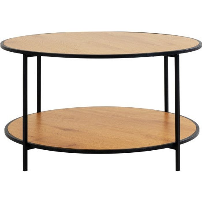 Mesa de centro con acabado en roble y metal ø80 cm