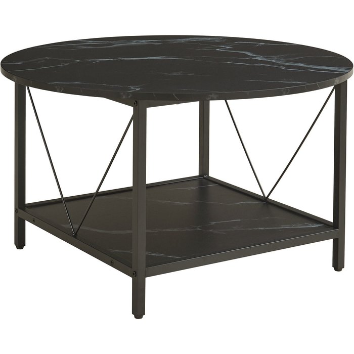 Mesa de centro/consola/auxiliar diámetro 80x46 cm efecto mármol negro 03_0010790