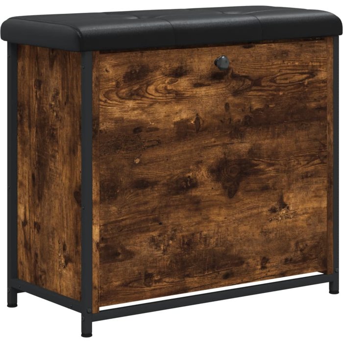 Banco zapatero con cajón abatible roble ahumado 62x32x56 cm - comfortxl