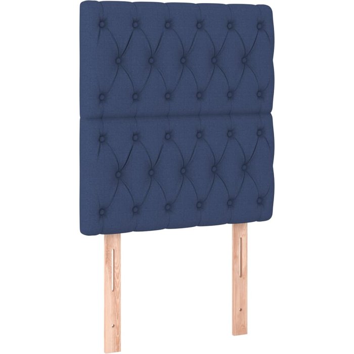 Cabecero de cama - mueble cabecero de tela azul 80x7x118/128 cm