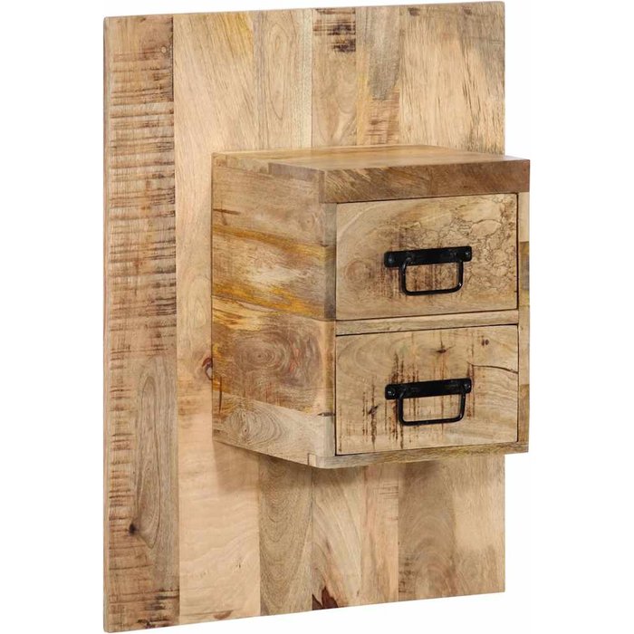 Mesita de noche de 60x32x80 cm, madera maciza de mango natural.