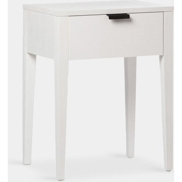 Mesita de noche 1 cajón efecto madera blanco 45x60 cm