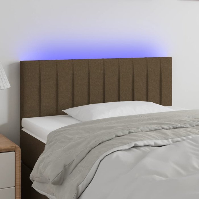 Maison exclusive - cabecero con led de tela marrón oscuro 90x5x78/88 cm