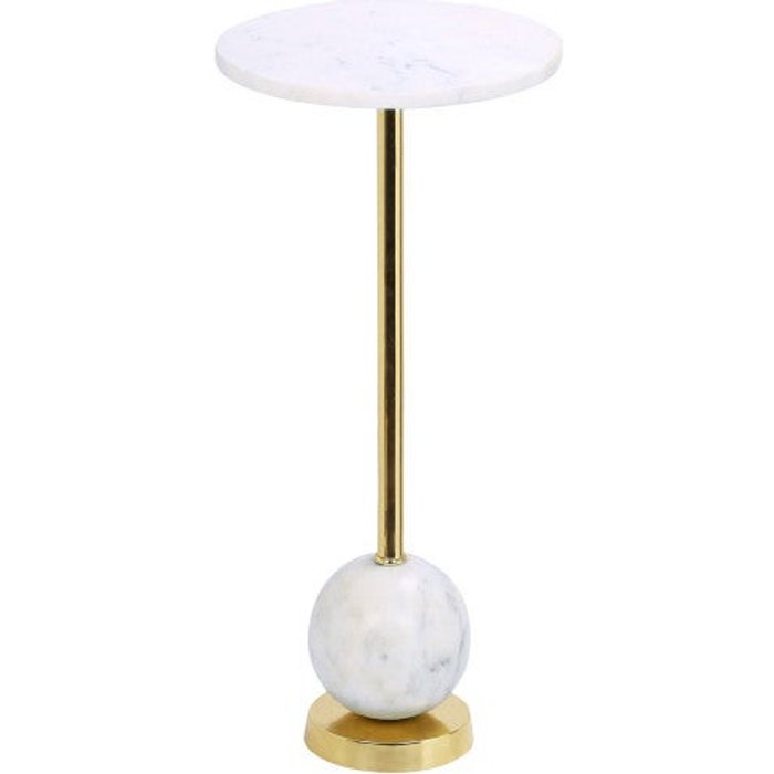 Mesa auxiliar de acero latón y mármol ø25 cm