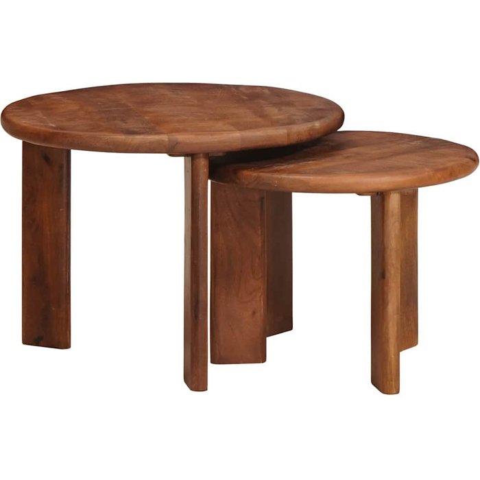 Mesas de café nido 2 pcs marrón miel madera de mango maciza vidaxl