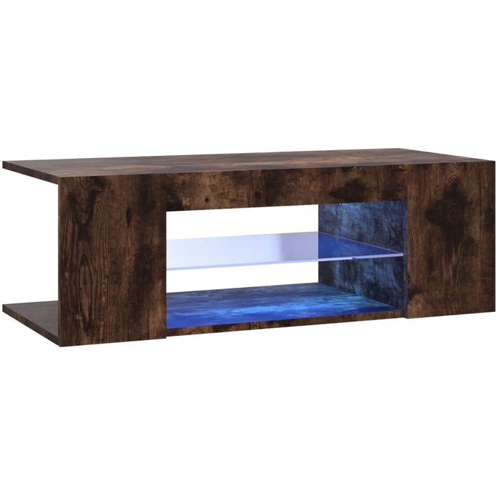 Mueble de tv con iluminación led, color roble ahumado, 90x39x30 cm - comfortxl