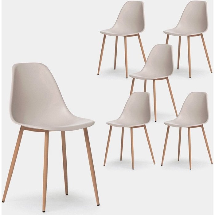 Packs 6 sillas polipropileno beige 45 x 80 cm