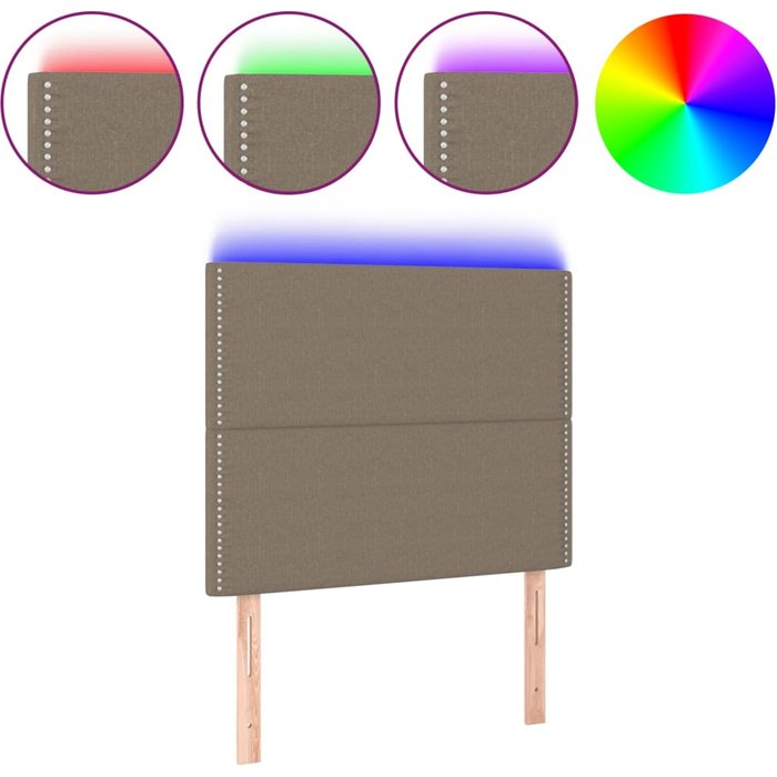 Cabecero cama - mueble cabecero con luces led tela gris taupe 90x5x118/128 cm