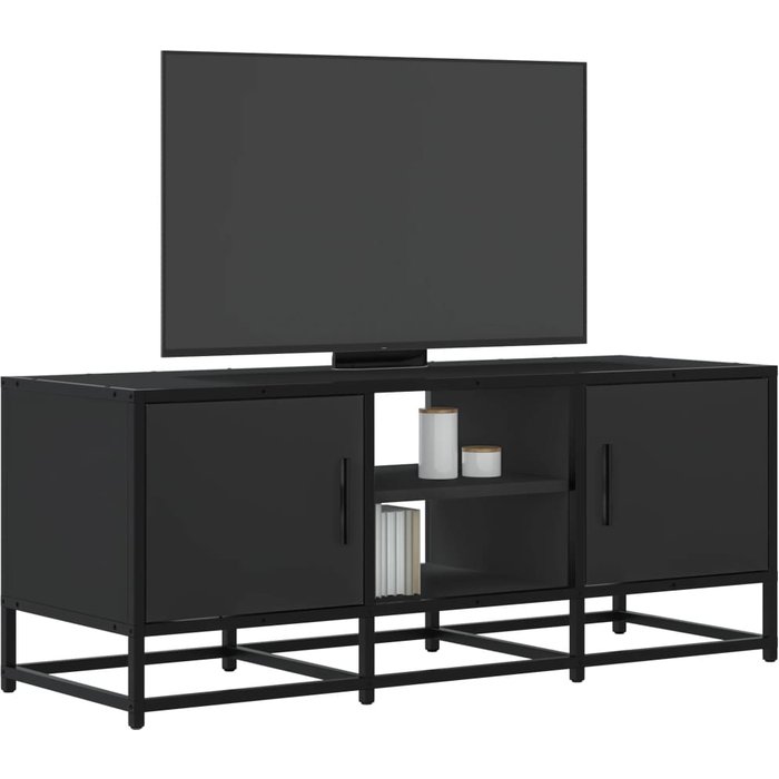Maison exclusive - mueble de tv madera de ingeniería y metal negro 100x35x41 cm
