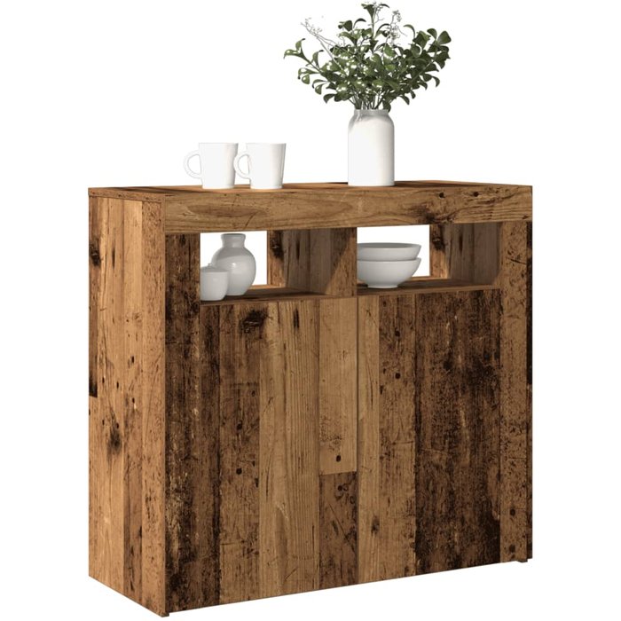 Vidaxl aparador con luces led madera ingeniería envejecida 80x35x75 cm