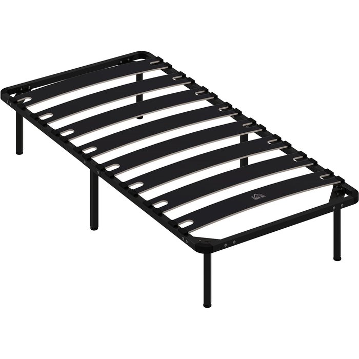 Estructura de cama homcom madera de álamo, acero negro 90x190x33 cm 83d-137v00bk