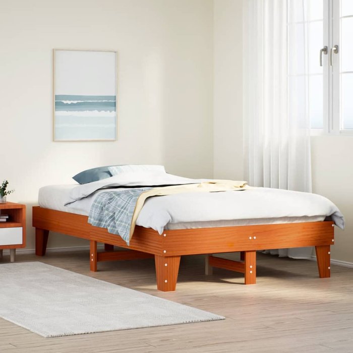 Cama sin colchón madera maciza de pino marrón cera 120x200 cm vidaxl