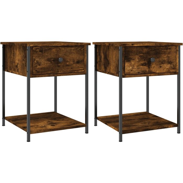 Mesitas noche 2 uds madera ingeniería roble ahumado 44x45x58 cm - comfortxl