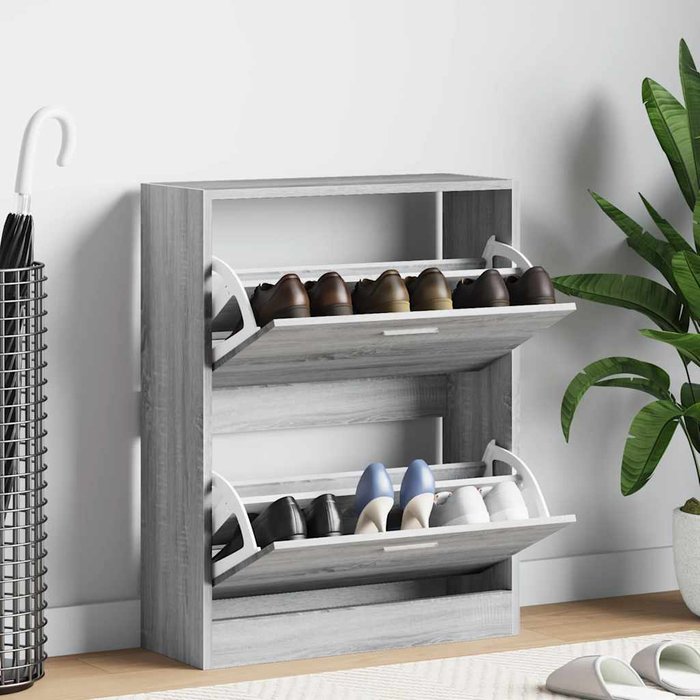 Zapatero sonoma gris, 63x24x81 cm, madera de ingeniería.