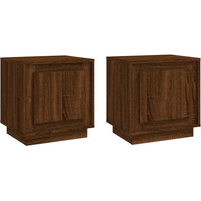 Mesita noche 2 uds madera contrachapada marrón roble 44x35x45cm - comfortxl