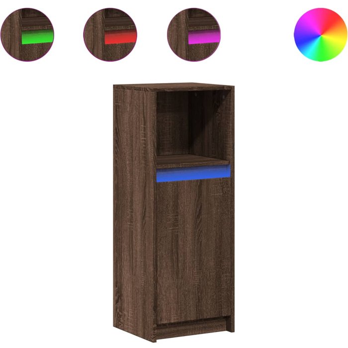Aparador con led madera ingeniería marrón roble 38x34x100 cm - comfortxl
