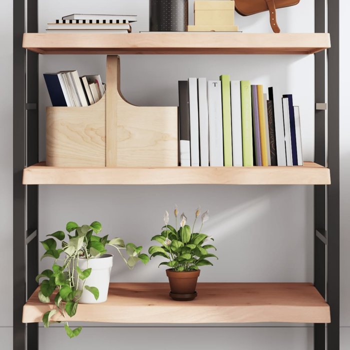 Estantería de pared de 80x40x(2-6) cm de madera maciza de roble sin tratar.
