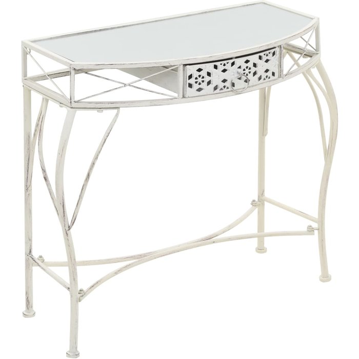Mesa auxiliar estilo francés metal 82x39x76 cm blanca