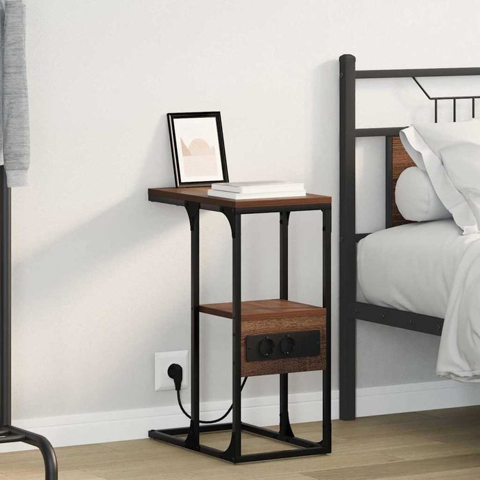 Maison exclusive - armario de noche con cajón marrón roble 41.5 x 26 x 60.5 cm