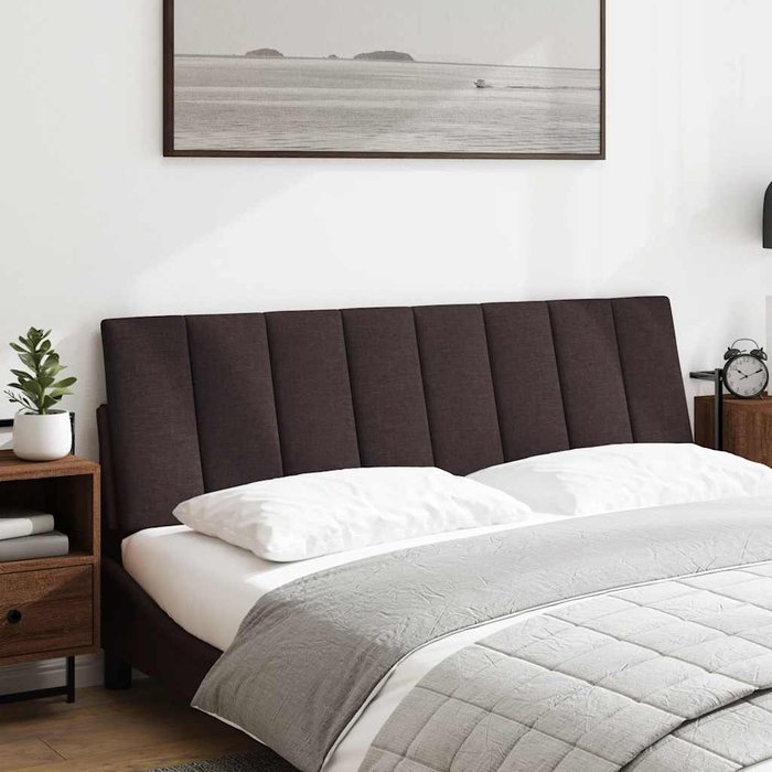 Cabecero de cama acolchado tela marrón oscuro 160 cm - comfortxl