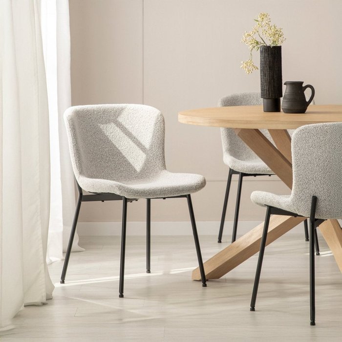 Silla de comedor de bouclé gris 50x80 cm