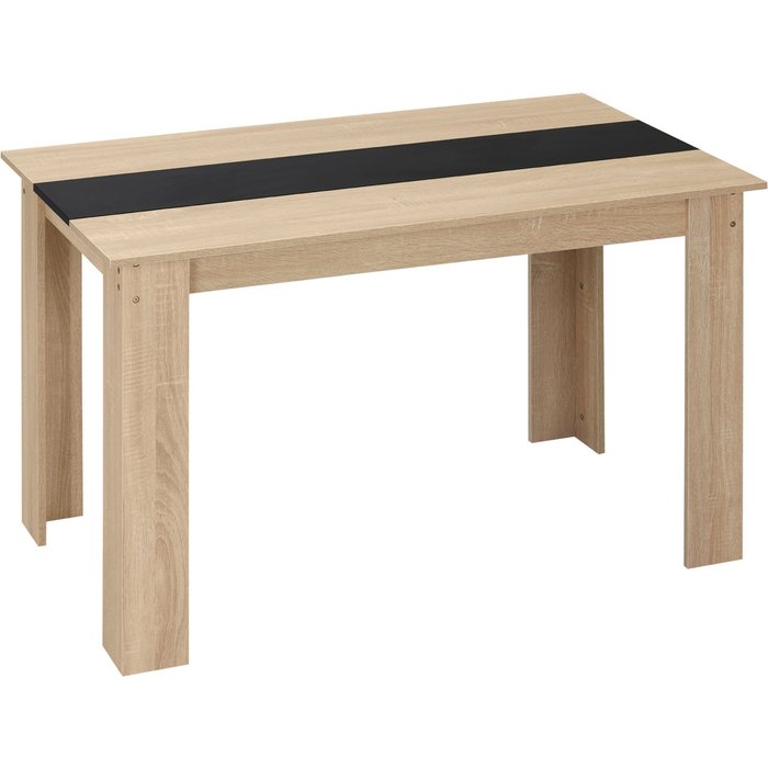 Mesa de comedor rectangular 4-6 personas 120x69cm madera y negro estilo moderno