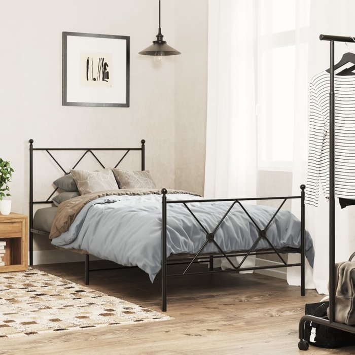 Estructura cama sin colchón con estribo metal negro 90x200 cm