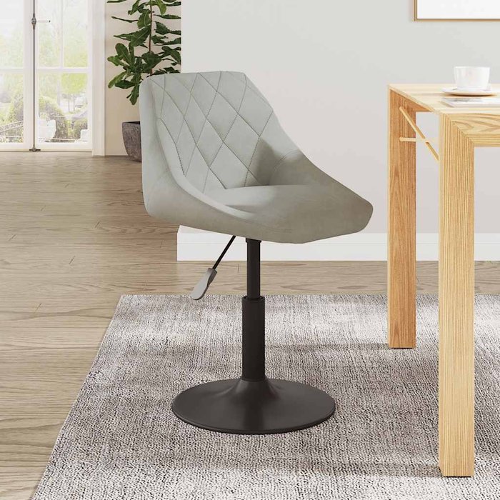 Silla de comedor de terciopelo gris claro