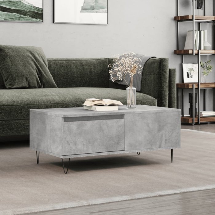 Mesa de centro madera contrachapada gris hormigón 90x50x36,5 cm vidaxl