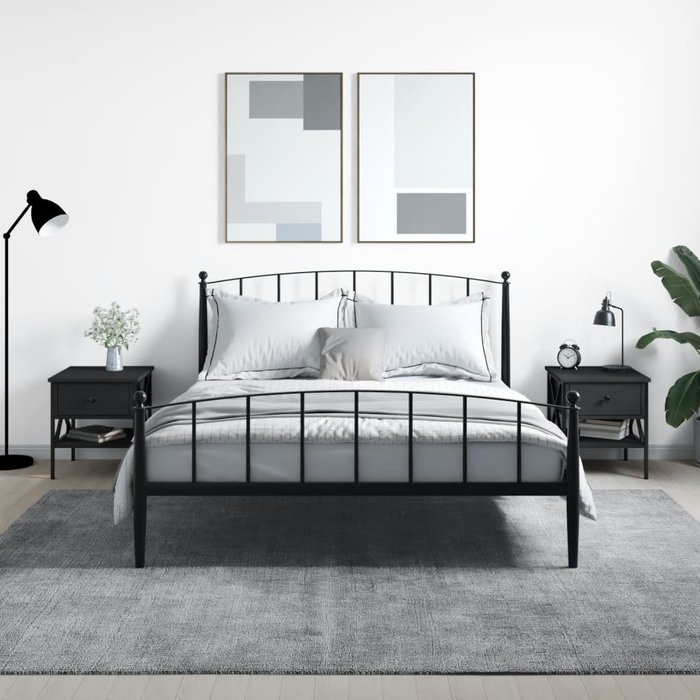 Mesitas de noche negras de 2 piezas, 40x42x45 cm, madera de ingeniería.