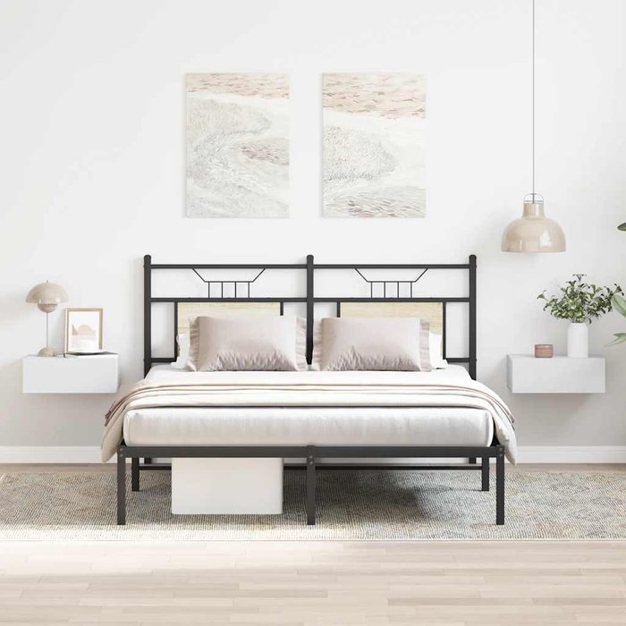 Maison exclusive - mesitas de noche flotantes 2 uds madera ingeniería blanco