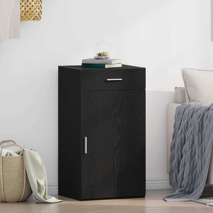 Aparador con cajón, roble negro, 50 x 42,5 x 93 cm