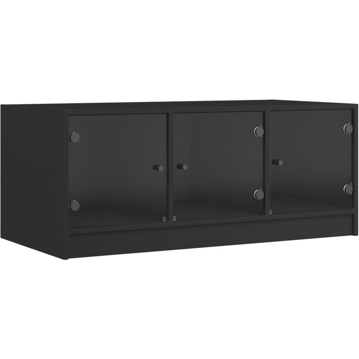 Mesa de centro con puertas de cristal negro 102x50x42 cm - comfortxl
