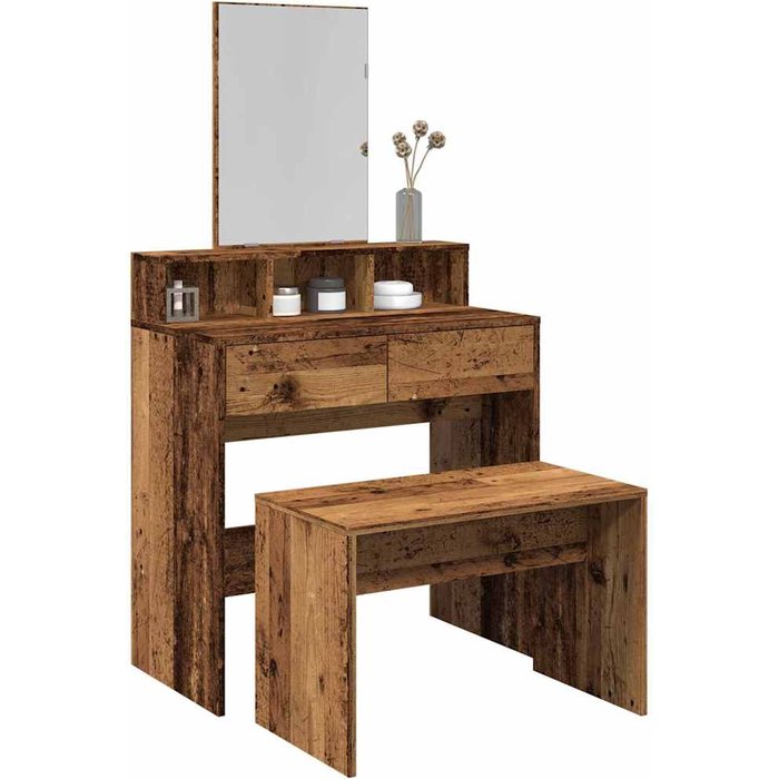 Taburete wc madera vieja 70x35x45 cm madera contrachapada