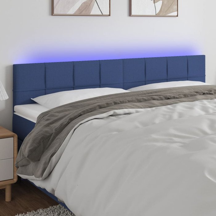Cabecero con led de tela azul 180x5x78/88 cm - comfortxl