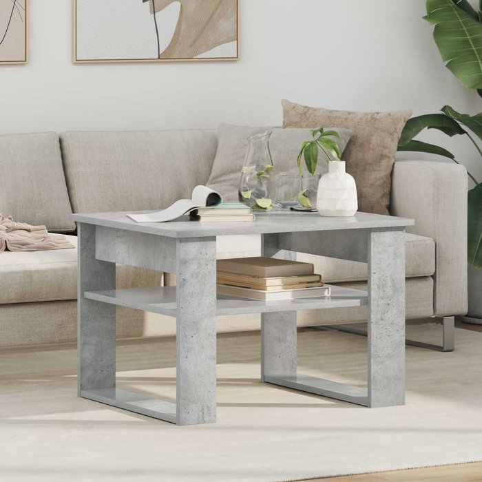 Mesa de centro, gris hormigón, 64 x 54 x 44 cm, madera de ingeniería.
