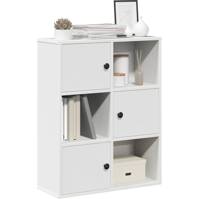 Librería blanca, 60x24x76,5 cm, madera de ingeniería. - pangivo