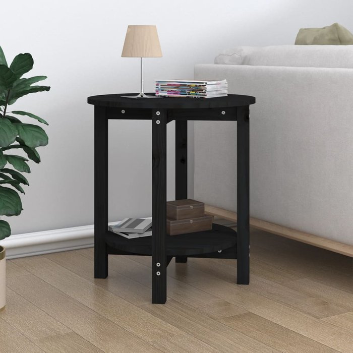 Mesa de centro de madera maciza de pino negro ?55x60 cm - comfortxl