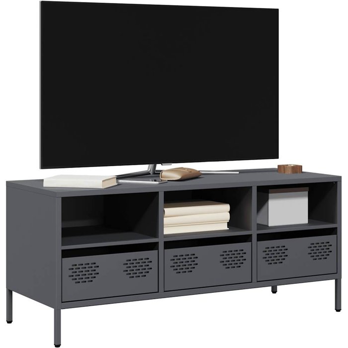 Mueble de tv acero laminado en frío antracita 101,5x39x43,5 cm vidaxl