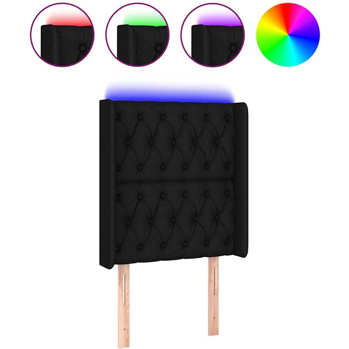 Cabecero cama - mueble cabecero con led de tela negro 83x16x118/128 cm