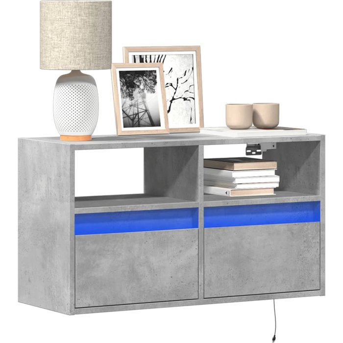 Maison exclusive - mueble de tv de pared con luces led gris hormigón 80x31x45 cm