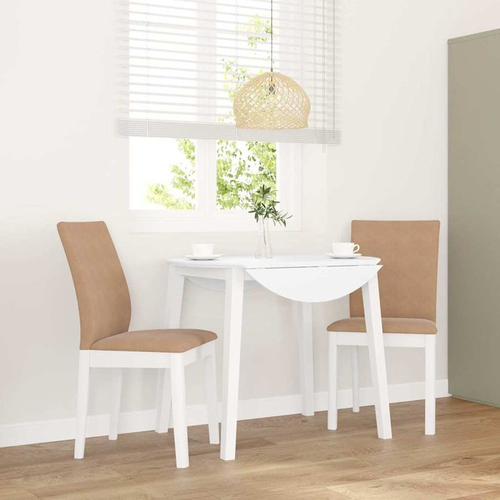 Vidaxl sillas de comedor con cojines 2uds madera maciza blanco caucho
