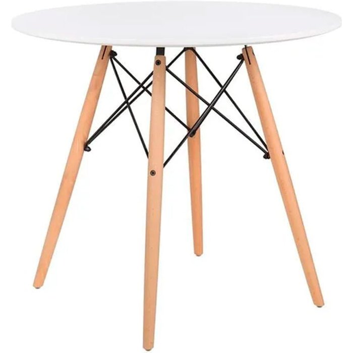 Conjunto de comedor dinamarca mesa redonda + 4 sillas blanco