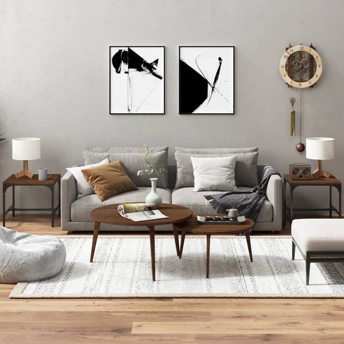 Maison exclusive - mesas auxiliares 2 uds contrachapada roble marrón 40x40x35 cm