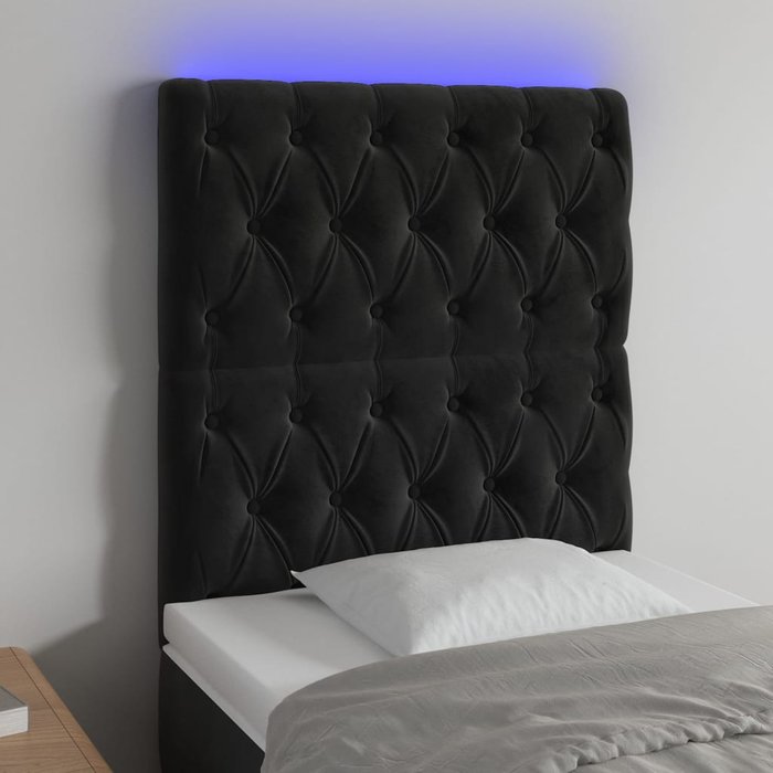 Cabecero led negro 80x7x118/128 cm terciopelo