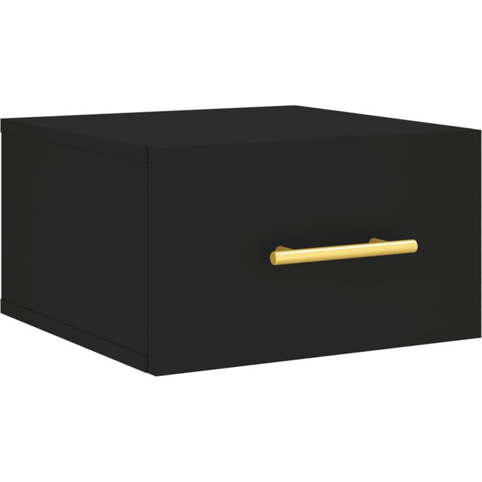 Mesita de noche | mesilla de noche de pared negro 35x35x20 cm cfw16890