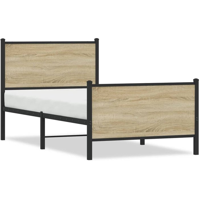 Estructura de cama sin colchón metal roble sonoma 75x190 cm — comfortxl