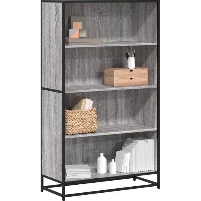 Estantería de madera de ingeniería gris 80,5x35x139 cm